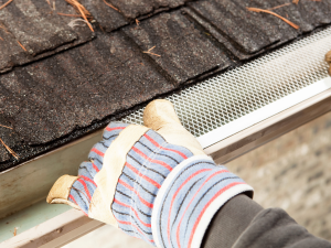 Todd Miller Roofing expert installing gutter guards in Eastlawn Gardens